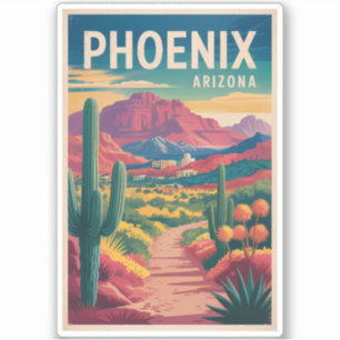 Phoenix Arizona Illustration Reise Kunst Vintage Aufkleber