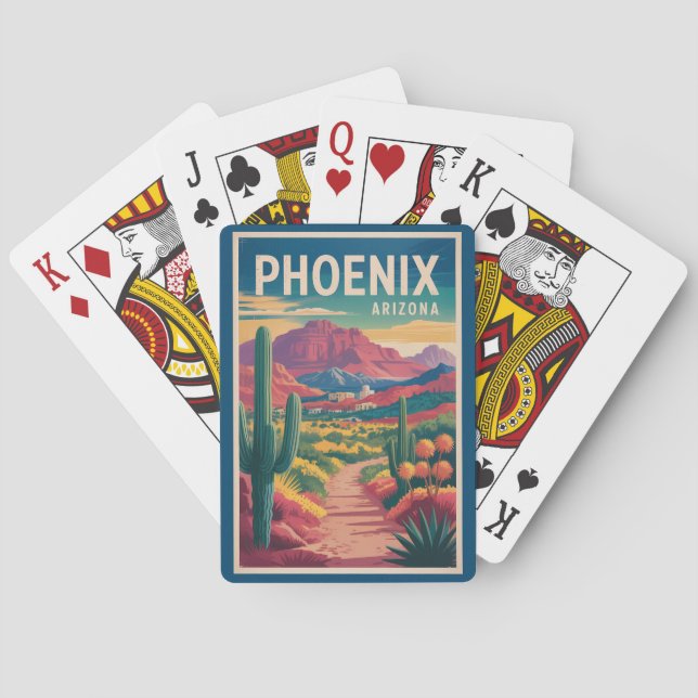 Phoenix Arizona Illustration Travel Art Vintage Spielkarten (Rückseite)