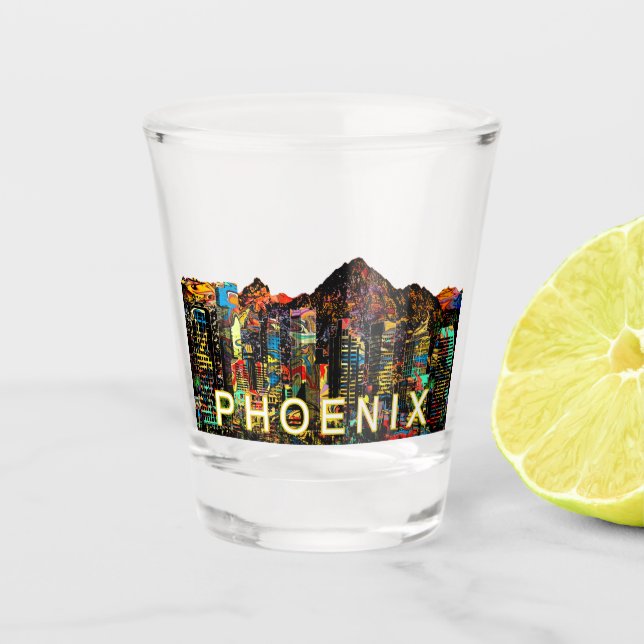 Phoenix, Arizona in Graffiti-Shotglas Schnapsglas (Vorderseite)