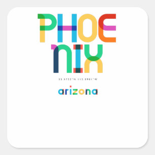 Phoenix Arizona Mitte Jahrhundert, Pop Art, Quadratischer Aufkleber