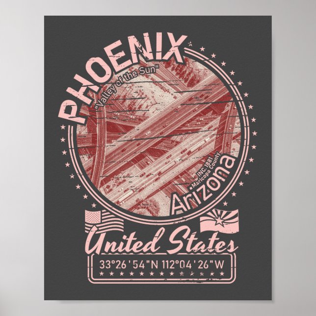 PHOENIX ARIZONA - PHOENIX STADT - HIGHWAY POSTER (Vorne)