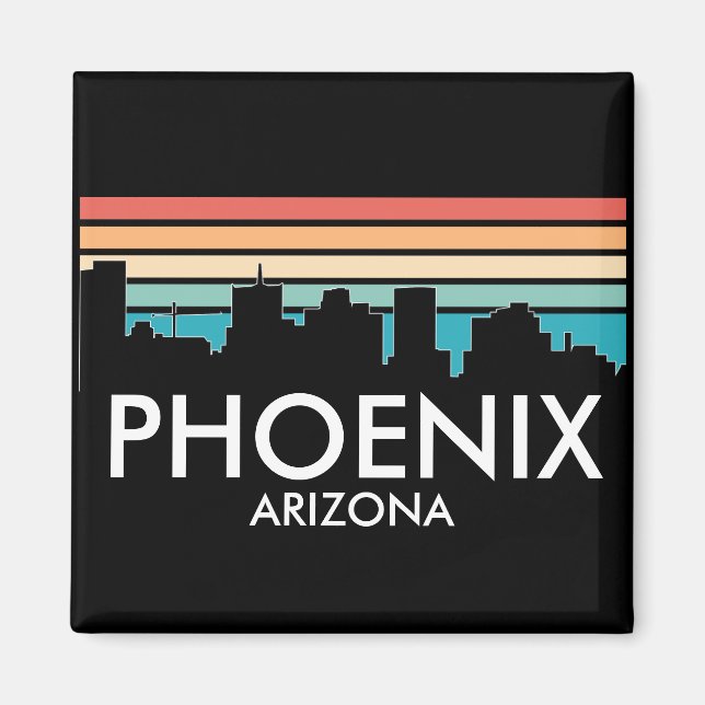 Phoenix Arizona Retro Sunset Skyline Magnet (Vorne)