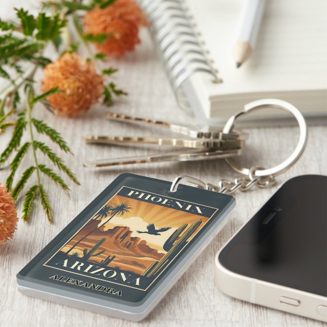 Phoenix Arizona Retro Travel Optional Custom Name (Devant droit)