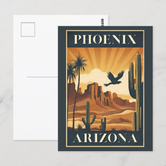 Phoenix Arizona Retro Travel Poster Postkarte