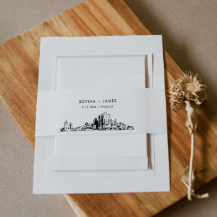 Phoenix Arizona Skyline Bly Band, 2"x11,5" Einladungsbanderole