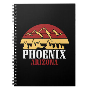 Phoenix Arizona Skyline Kunstprint Retro Sonnenunt Notizblock