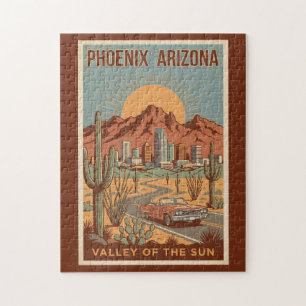 Phoenix Arizona Sonnenillustration Reise Kunst Ret
