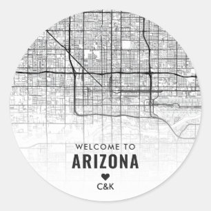Phoenix, Arizona Stadtkarte Begrüßung Runder Aufkleber