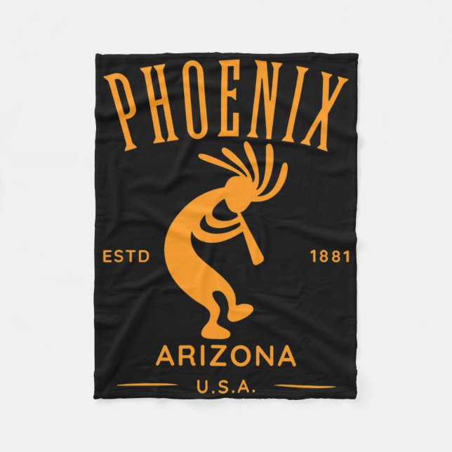 Phoenix Arizona Tancing Kokopelli Design Fleecedecke (Vorderseite)