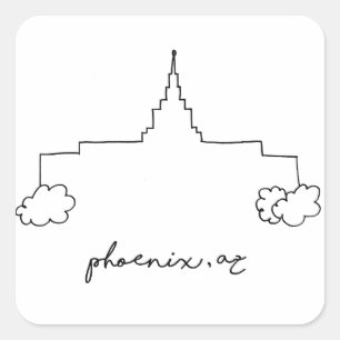 Phoenix arizona Tempel einfache moderne Skizze Quadratischer Aufkleber