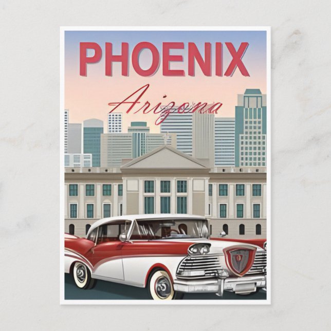 Phoenix Arizona Vintage Travel city cactus Postkarte (Vorderseite)