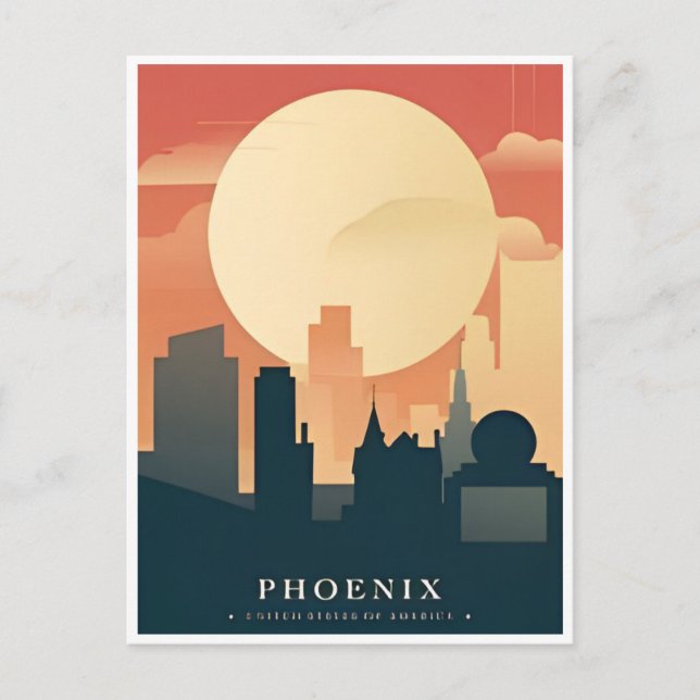 Phoenix Arizona Vintage Travel city cactus Postkarte (Vorderseite)