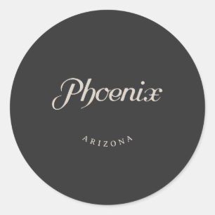 Phoenix Arizona Weißer Schriftart Runder Aufkleber