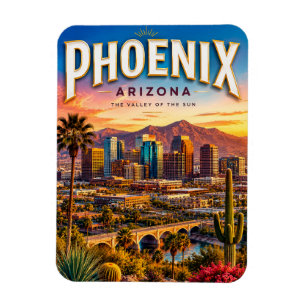 Phoenix Arizona Wüsten-Skyline Panorama Magnet