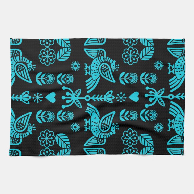 Phoenix Bird Folk Art Print Geschirrtuch (Horizontal)