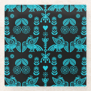 Phoenix Bird Folk Art Print Glasuntersetzer