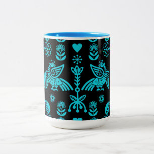 Phoenix Bird Folk Art Print Zweifarbige Tasse