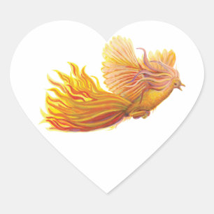 Phoenix Bird Herz-Aufkleber