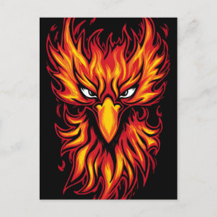 Phoenix Bird mit fiery Flammen Grafik Design Postkarte