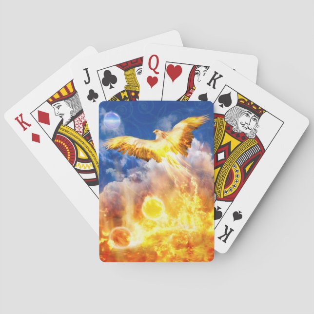 Phoenix Bird STEIGT ÜBER IHREN TROUBLES Spielkarten (Rückseite)