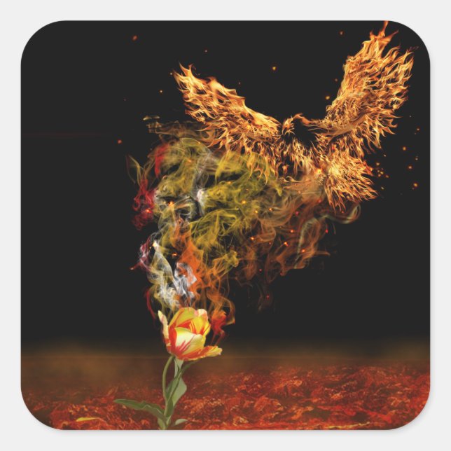 Phoenix-Blume Quadratischer Aufkleber (Vorderseite)