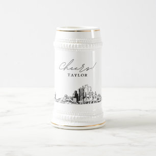 Phoenix Brautparty Geschenk Skyline Personalisiert Bierglas