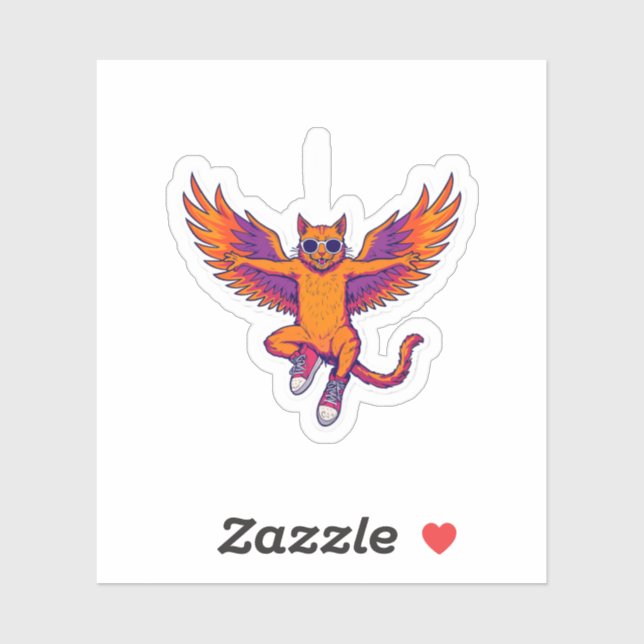 Phoenix Cat Sticker – Cute Magical Fire Kitty (Feuille)