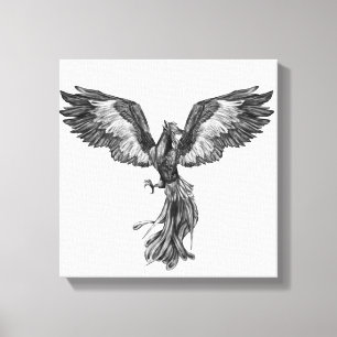 Phoenix, das - Schwarzweiss steigt Leinwanddruck