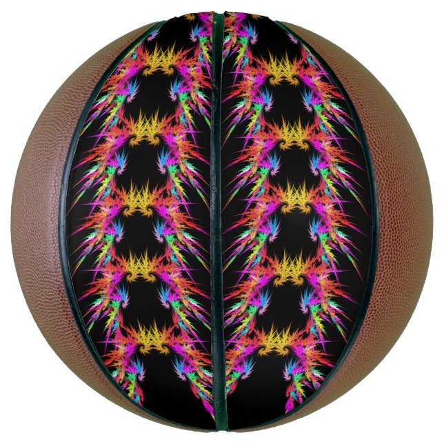 Phoenix - farbige Fraktal-Kunst auf schwarz Basketball (Vertikal)