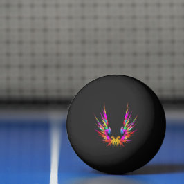 Phoenix - farbige Fraktal-Kunst auf schwarz Tischtennisball