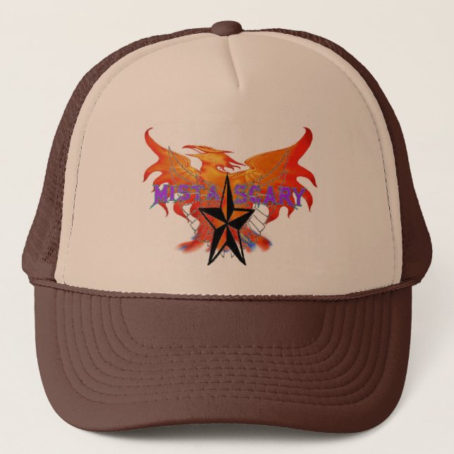 Phoenix-Feuer-Vogel-lila Baseball-Hut besonders Truckerkappe (Vorderseite)