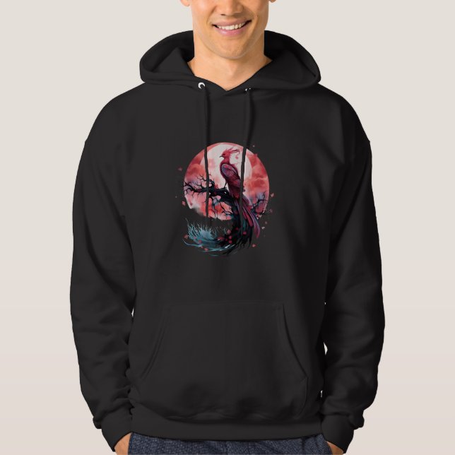 Phoenix Fire Phoenix Bird Sakura Tree Mythischer B Hoodie (Vorderseite)