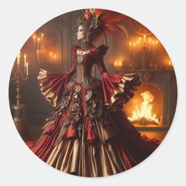 Phoenix Fire Queen Steampunk Viktorianisch Industr Runder Aufkleber (Vorderseite)
