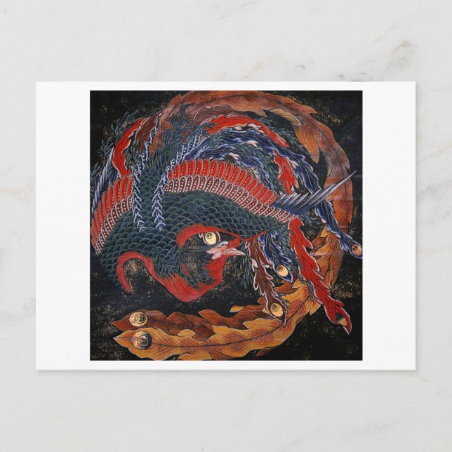 Phoenix (Firebird Goddess) Hokusai Fine Art Postkarte (Vorderseite)