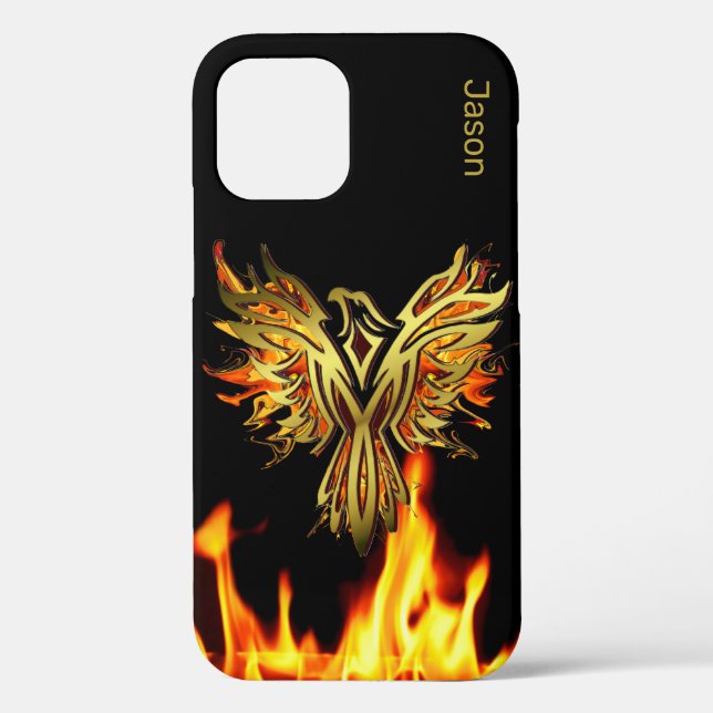Phoenix flammé sur Coque noir-mat (Verso)