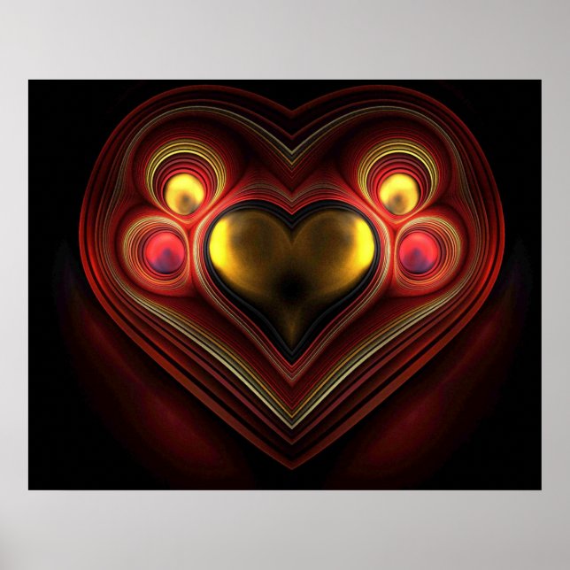 Phoenix Heart Fraktal Posters Poster (Vorne)