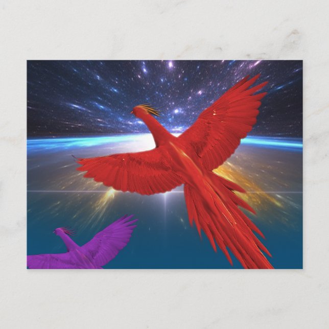 Phoenix im Weltraum Postkarte (Vorderseite)
