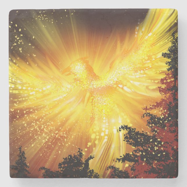 Phoenix in Bäumen Steinuntersetzer (Vorderseite)