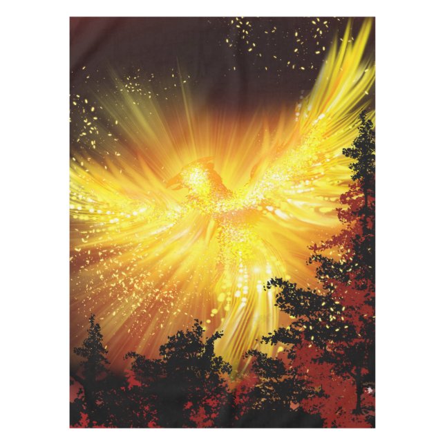Phoenix in Bäumen Tischdecke (Vorderseite)