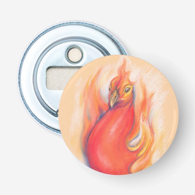 Phoenix in der Flamme Pastel Art Flaschenöffner (Vorderseite)