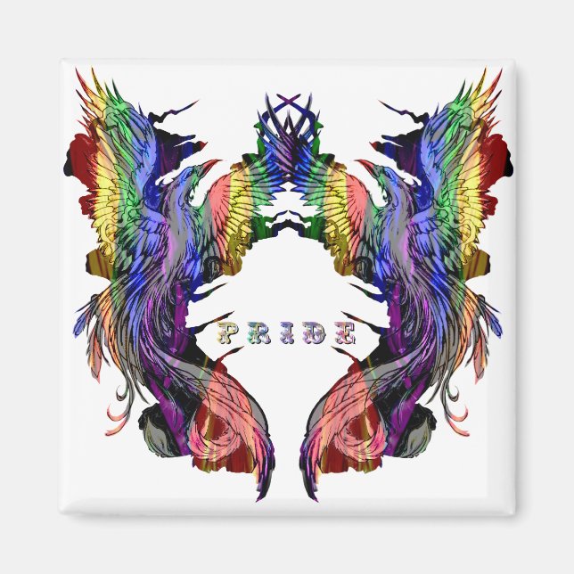 Phoenix in Regenbogenfarben Magnet (Vorne)