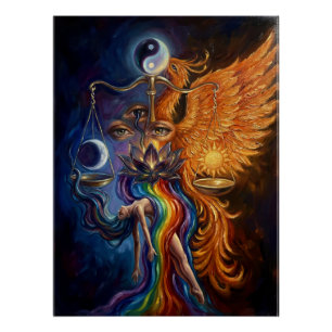 Phoenix & Lotus Spirituelle Kunst Poster