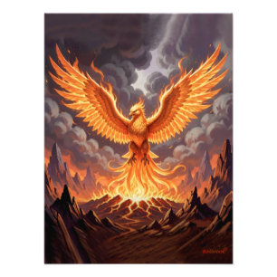 Phoenix Majestique Triptychon-Wandkunst Fotodruck