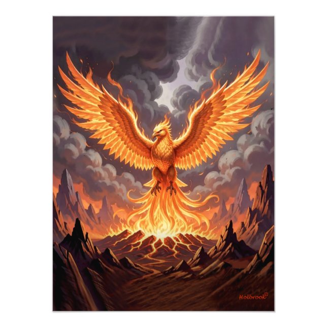 Phoenix Majestique Triptychon-Wandkunst Fotodruck (Vorne)