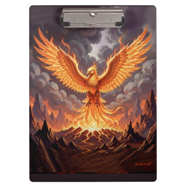 Phoenix Majestique Triptychon-Wandkunst Klemmbrett (Vorderseite)