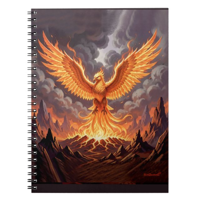 Phoenix Majestique Triptychon-Wandkunst Notizblock (Vorderseite)