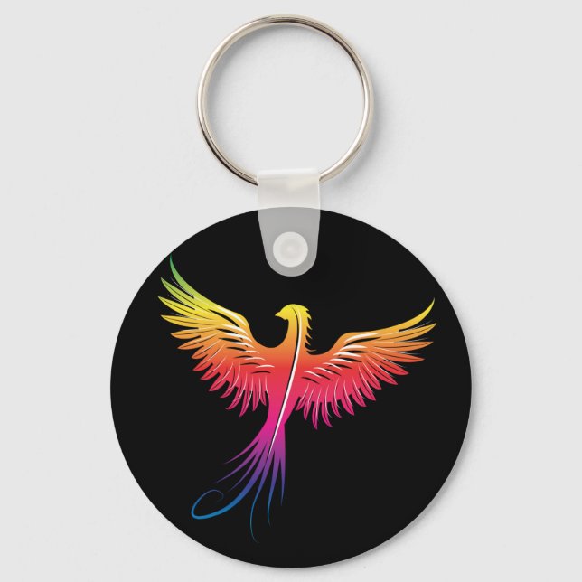 Phoenix mit Flammenfarben Schlüsselanhänger (Vorderseite)