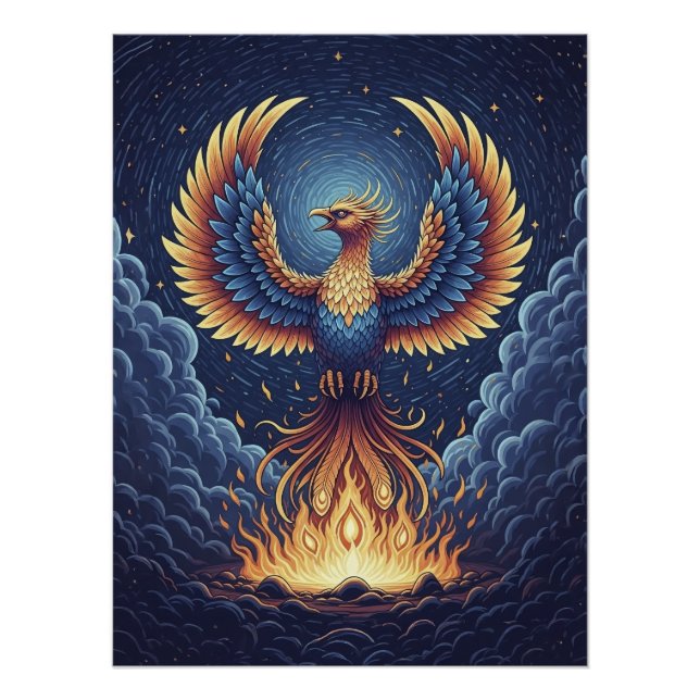 Phoenix: mystical world, symbol of good fortune poster (Vorderseite)