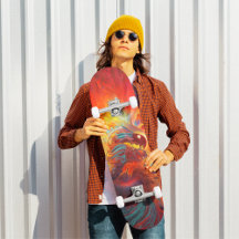 Phoenix Mythique se levant du skateboard Flames