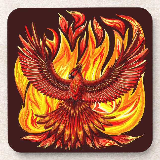 Phoenix mythologische unsterbliche Kreatur Getränkeuntersetzer (Vorderseite)